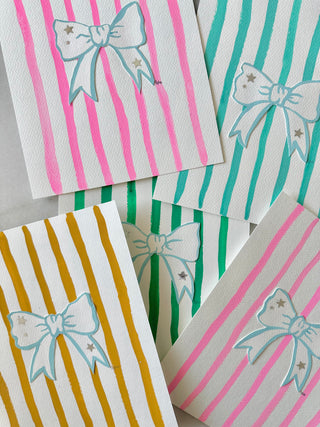 Stripe Star Bow Original Painting - 004 - 8x10