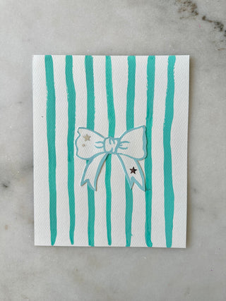 Stripe Star Bow Original Painting - 003 - 8x10