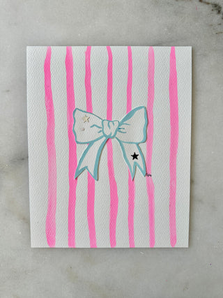 Stripe Star Bow Original Painting - 002 - 8x10
