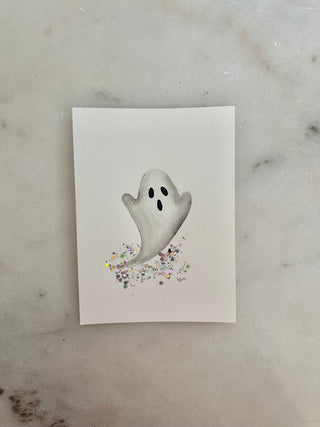 Glitter Ghost - Halloween - Original Painting - 5x7