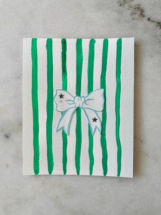 Stripe Star Bow Original Painting - 005 - 8x10