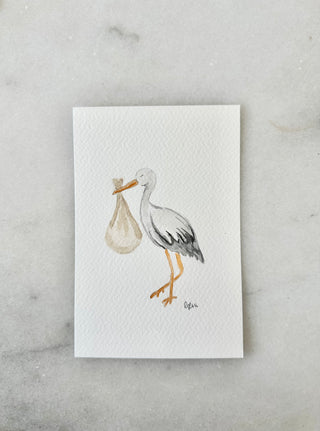 Stork - 001 - Original Painting - 4x6