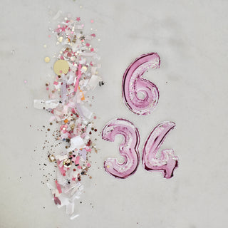 Pink Balloon Number - Confetti Charm