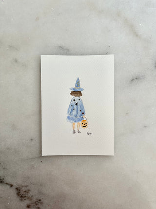 Witch Costume  - Halloween - Original Painting - 5x7