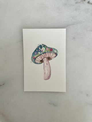 001  Mushroom Painting  - Original Panting - 4x6