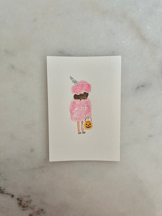 Cotton Candy Costume  - Halloween - Original Painting - 5x7