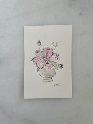 Flowers in Vase 005 - Original Painting - 4x6