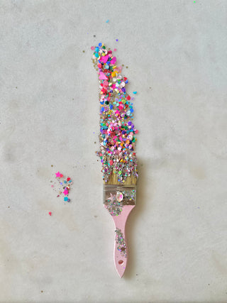 Glitter Dipped Paintbrush - Pink & Rainbow
