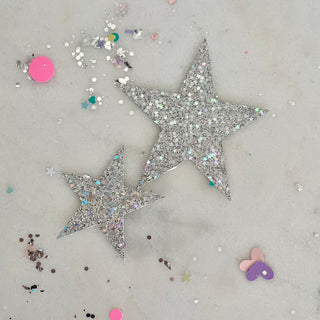 Silver Glitter Stars - Confetti Charm